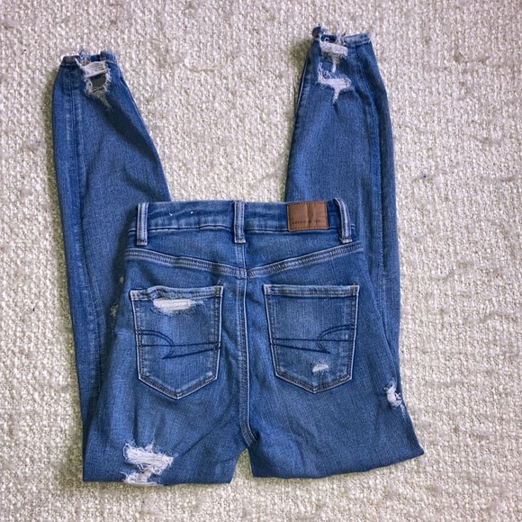 🦅 AMERICAN EAGLE SIZE 000 NEXT LEVEL STRETCH CURVY HI-RISE DISTRESSED JEGGINGS - Picture 4 of 15